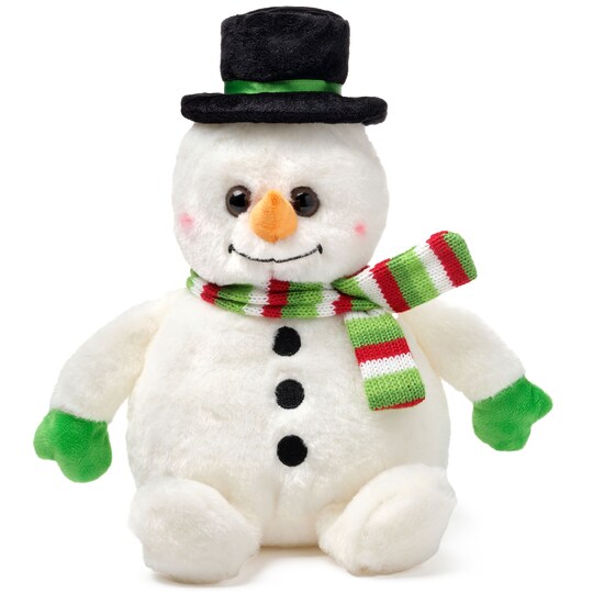 Bearington Big Snowball Christmas Snowman Plush Toy - 14" Soft Stuffed Snowman Plushies for Christmas with Bowler Hat and Knit Scarf - Adorable Snow Man Plush for Kids and Winter Decor